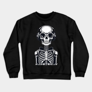 Skeleton with headphones music lover design Crewneck Sweatshirt